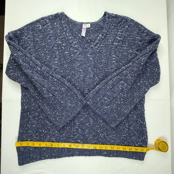 Alya V-Neck Sweater Blue with White sprinkles Women's Medium - Picture 5 of 6